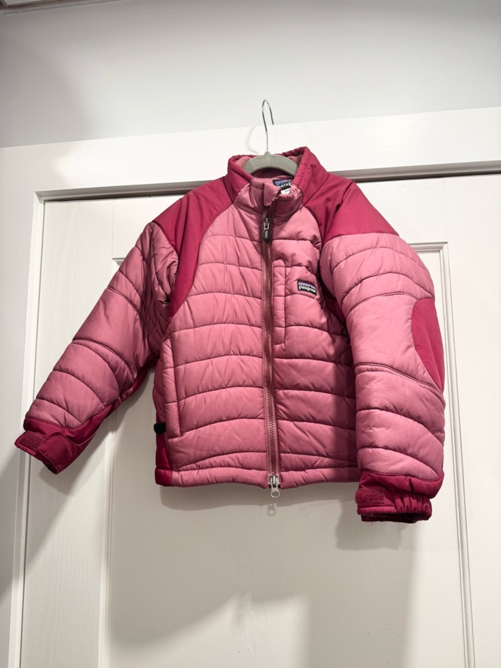 Patagonia Girls Pink Puffer Jacket XS Elbow Patches Heavyweigt Winter School